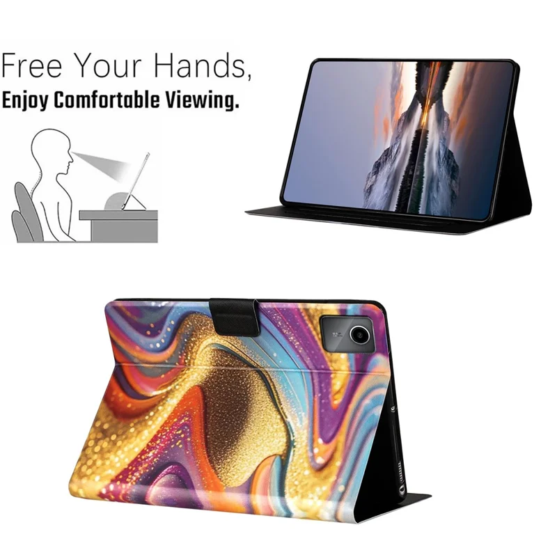 For Lenovo Xiaoxin Pad 11 2025 Tablet Case Litchi Texture TPU + PU Leather Protective Cover - Golden Sand