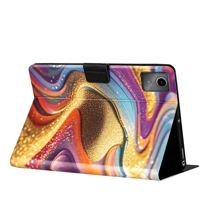 Coque de tablette pour Lenovo Tab M11 / Xiaoxin Pad 11 2024, texture simili cuir TPU + aspect grainé type lychee - Sable doré