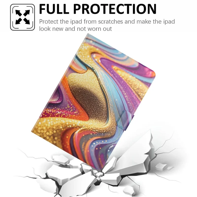 Tablet Case for Galaxy Tab A11  /  A9 Litchi Texture TPU + PU Leather Protective Cover - Golden Sand