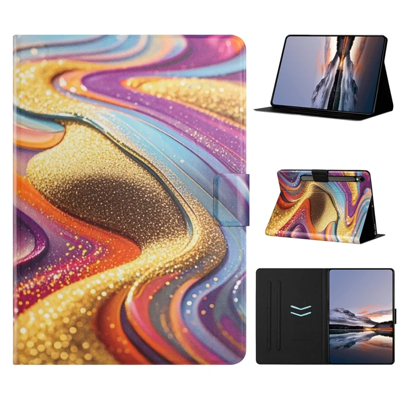 Tablet Case for Samsung Galaxy Tab S10 FE  /  S10 Lite  /  S9  /  S9 FE Litchi Texture TPU + PU Leather Protective Cover - Golden Sand