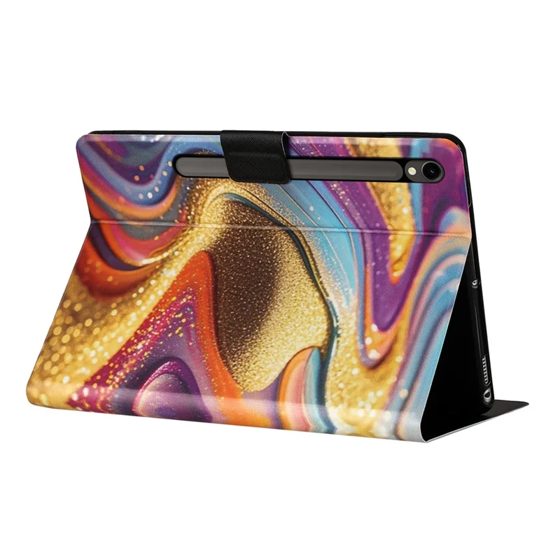 Tablet Case for Samsung Galaxy Tab S10 FE  /  S10 Lite  /  S9  /  S9 FE Litchi Texture TPU + PU Leather Protective Cover - Golden Sand