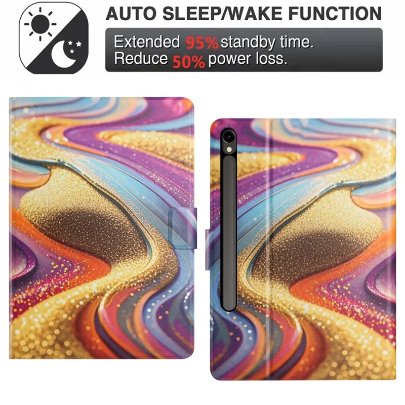 Tablet Case for Samsung Galaxy Tab S10 FE  /  S10 Lite  /  S9  /  S9 FE Litchi Texture TPU + PU Leather Protective Cover - Golden Sand