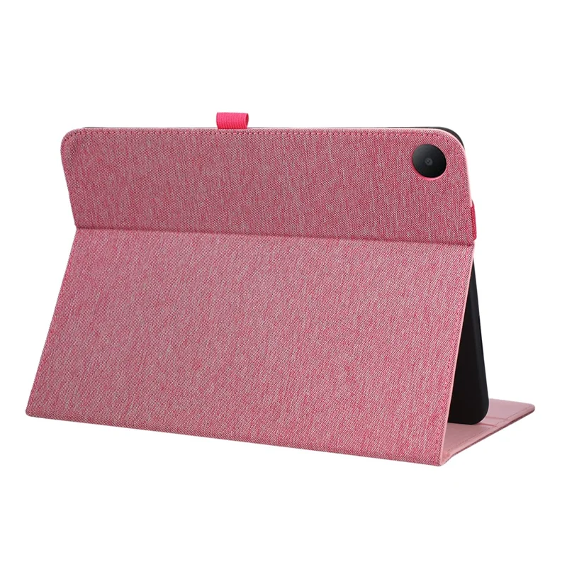 For Oppo Pad Air5 Case with Stand Card Holder Cloth Texture Leather Tablet Cover - Pink