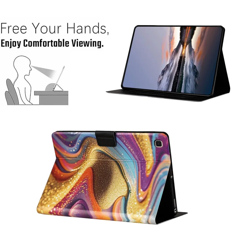 Coque de tablette pour Samsung Galaxy Tab A7 10,4 (2022) / (2020) Texture TPU et cuir synthétique effet荔枝 TPU + cuir synthétique - Sable doré