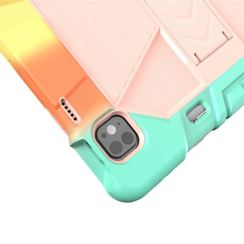 Tablet Case For iPad Pro 13 (2025)  /  (2024) with Kickstand PC + Silicone Shockproof Protective Cover - Rainbow Pink