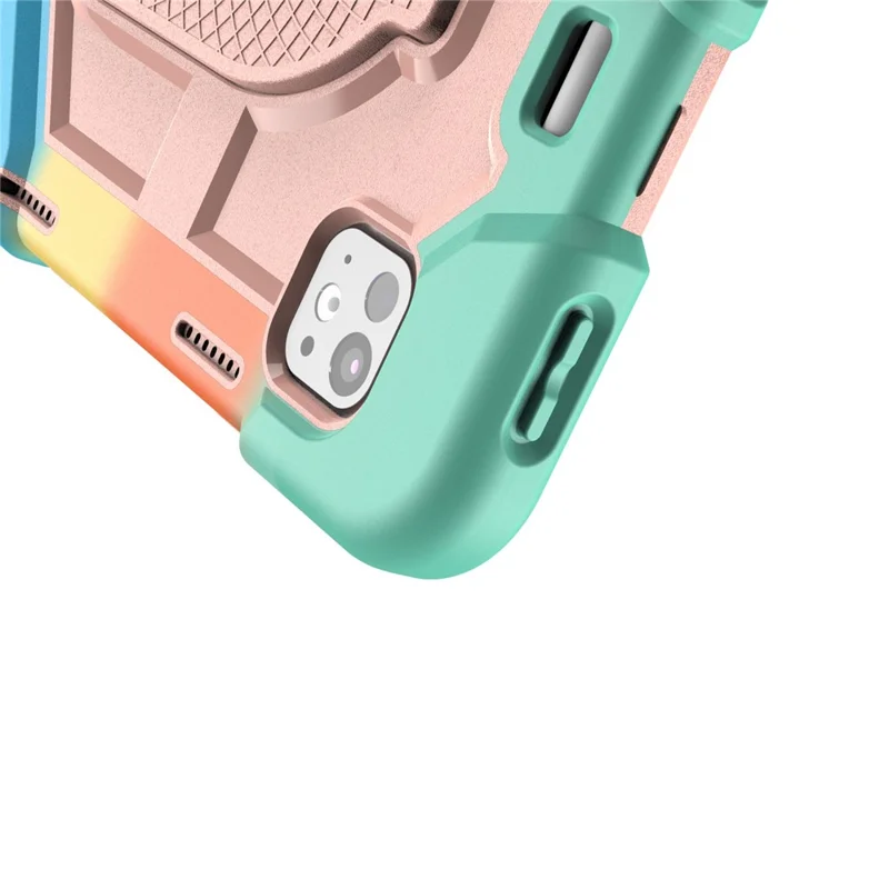 Hülle für iPad Pro 11 (2025) / (2024) Ständer Silikon + PC Stoßfester Schutz-Tablet-Bezug - Rainbow+Pink