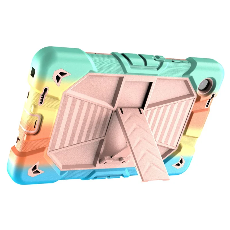 For Lenovo Tab K9 Tablet Case with Kickstand PC + Silicone Shockproof Protective Cover - Rainbow+Pink