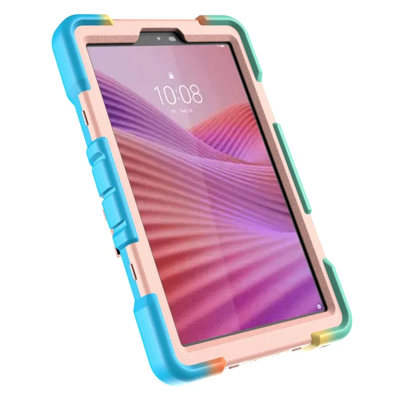 For Lenovo Tab K9 Tablet Case with Kickstand PC + Silicone Shockproof Protective Cover - Rainbow+Pink
