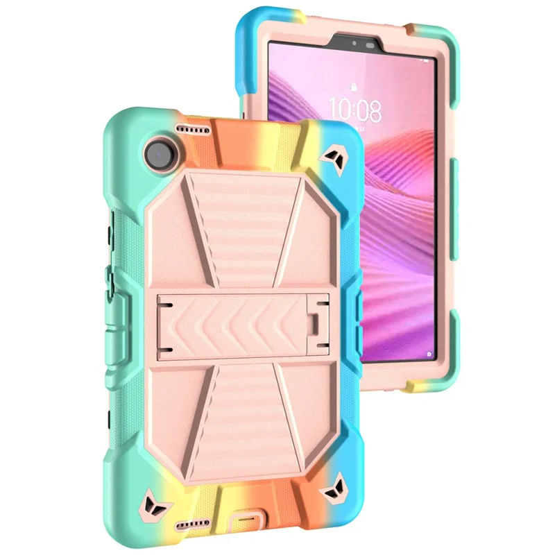 For Lenovo Tab K9 Tablet Case with Kickstand PC + Silicone Shockproof Protective Cover - Rainbow+Pink