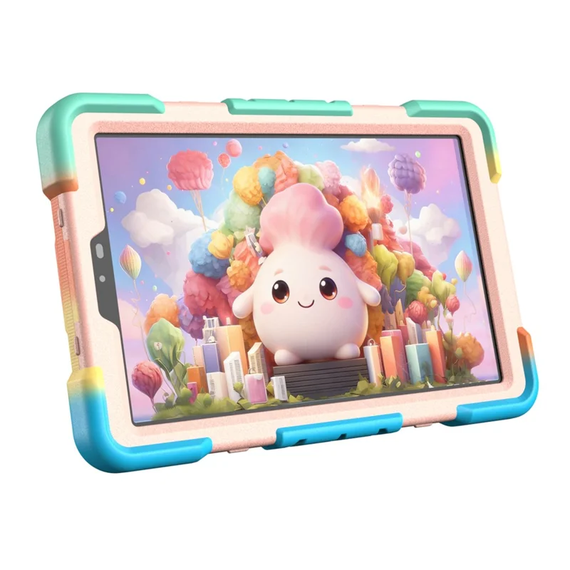 For Lenovo Tab K9 Case with Hand Grip Kickstand PC + Silicone Tablet Cover - Rainbow+Pink