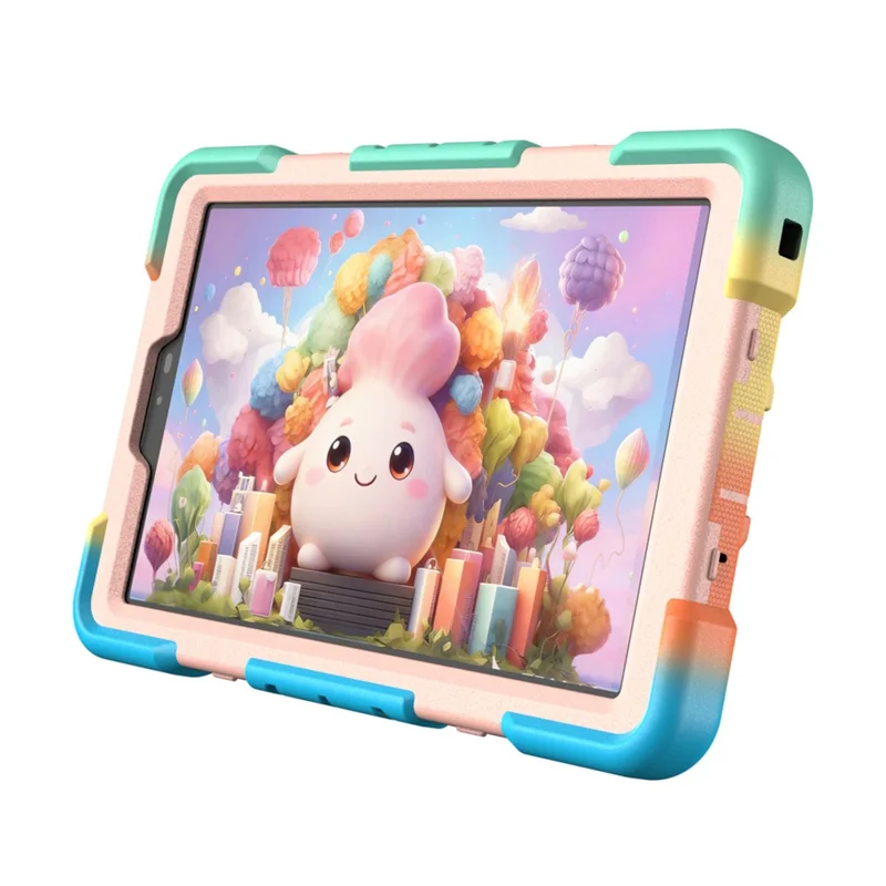 For Lenovo Tab K9 Case with Hand Grip Kickstand PC + Silicone Tablet Cover - Rainbow+Pink