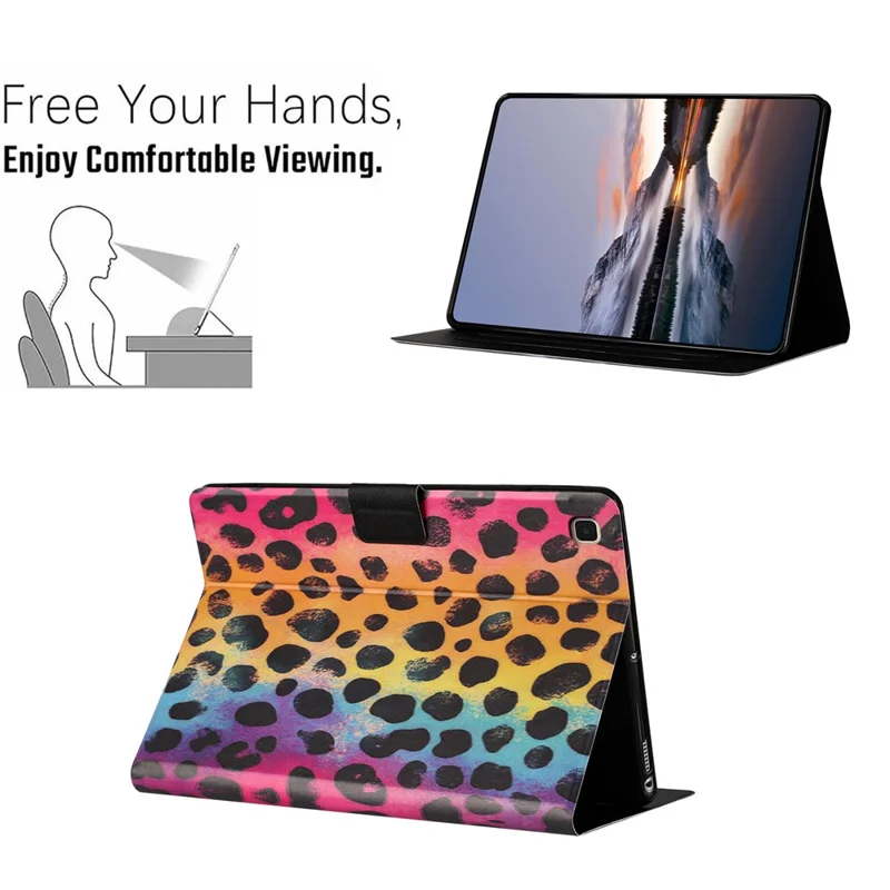 For Samsung Galaxy Tab A7 Lite 8.7-inch Tablet Case Litchi Texture TPU + PU Leather Protective Cover - Leopard Print