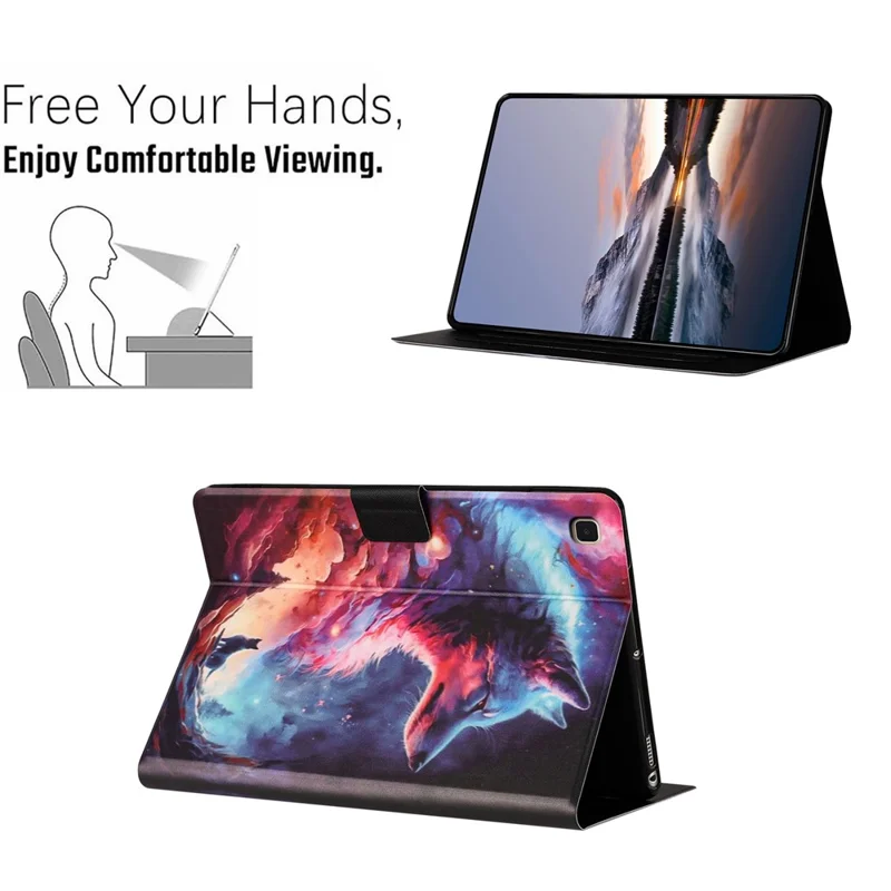 For Samsung Galaxy Tab A 10.1 (2019) Tablet Case Litchi Texture TPU + PU Leather Protective Cover - Colorful Wolf