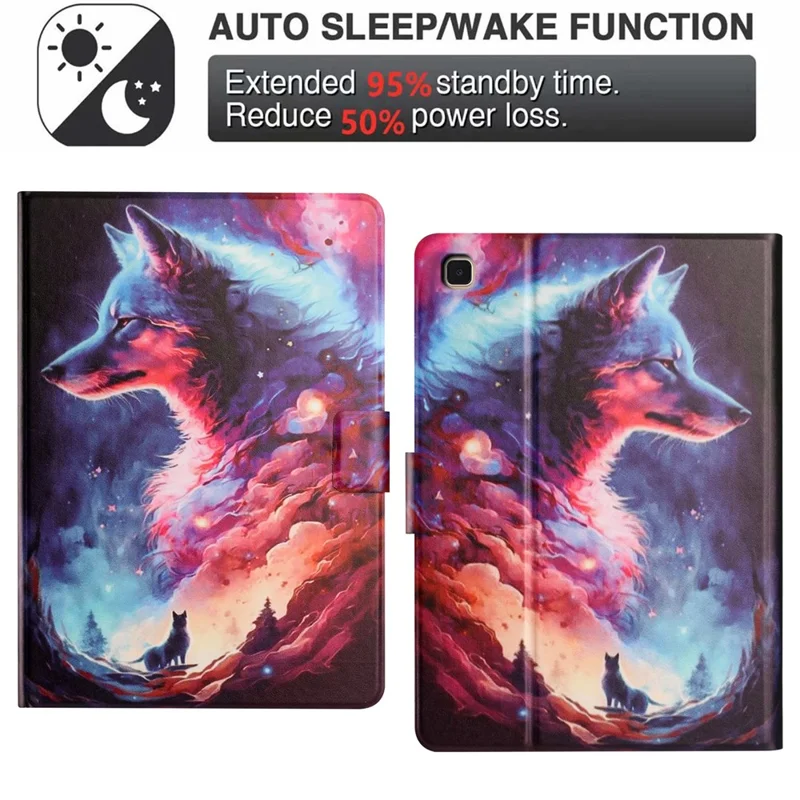 For Samsung Galaxy Tab A 10.1 (2019) Tablet Case Litchi Texture TPU + PU Leather Protective Cover - Colorful Wolf