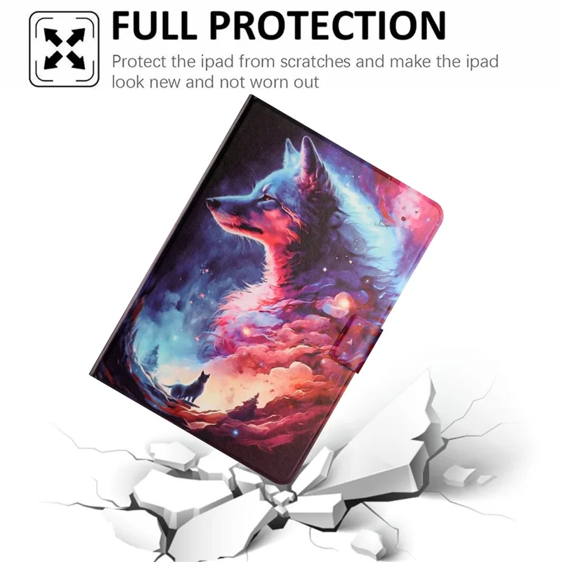 For Samsung Galaxy Tab A 10.1 (2019) Tablet Case Litchi Texture TPU + PU Leather Protective Cover - Colorful Wolf