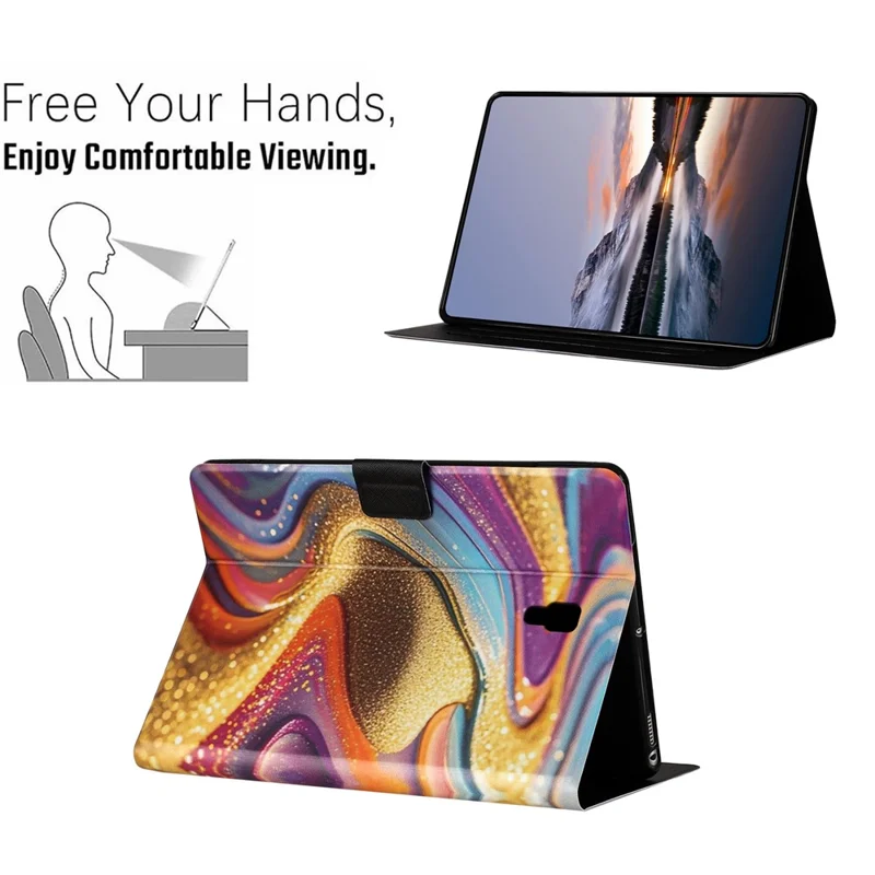 For Samsung Galaxy Tab A 10.5 (2018) Tablet Case Litchi Texture TPU + PU Leather Protective Cover - Golden Sand