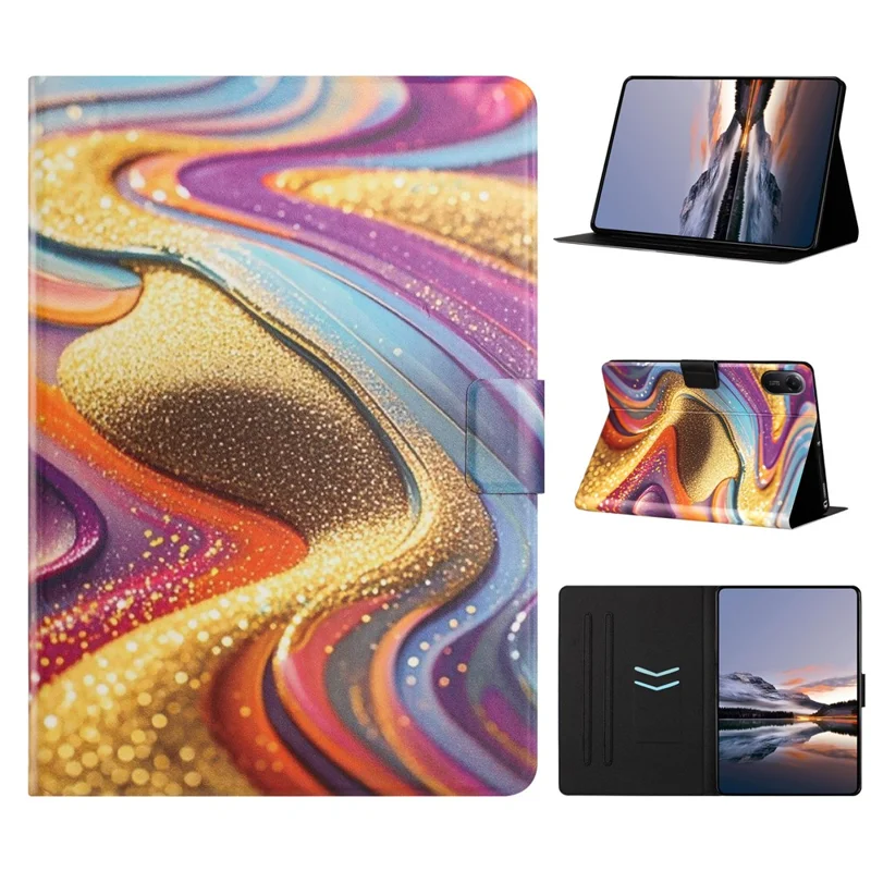 For Xiaomi Redmi Pad 2 Tablet Case Litchi Texture TPU + PU Leather Protective Cover - Golden Sand