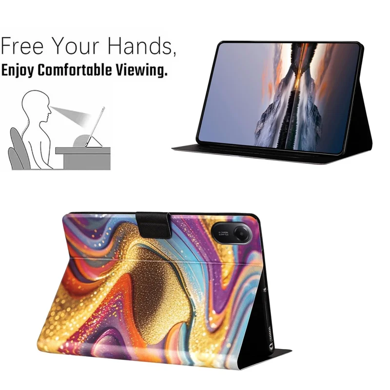 For Xiaomi Redmi Pad 2 Tablet Case Litchi Texture TPU + PU Leather Protective Cover - Golden Sand