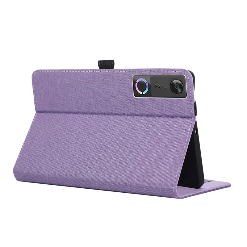 For Lenovo Tab Gen 5 / Legion Y700 (Gen 5) Case with Stand Card Holder Cloth Texture Leather Tablet Cover - Purple