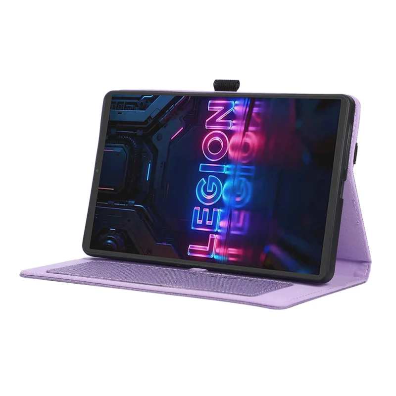 For Lenovo Tab Gen 5 / Legion Y700 (Gen 5) Case with Stand Card Holder Cloth Texture Leather Tablet Cover - Purple