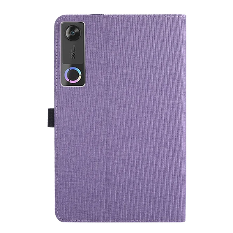 For Lenovo Tab Gen 5 / Legion Y700 (Gen 5) Case with Stand Card Holder Cloth Texture Leather Tablet Cover - Purple