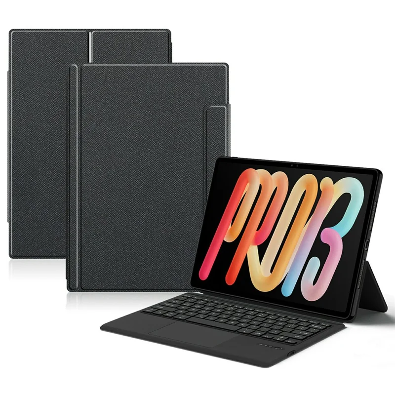 For Lenovo Xiaoxin Pad Pro 13 Leather Case + Touchpad Bluetooth-Compatible Keyboard (without Backlit) - Black