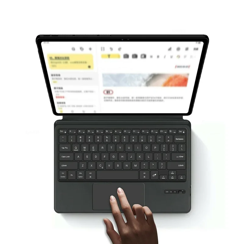 For Lenovo Xiaoxin Pad Pro 13 Leather Case + Touchpad Bluetooth-Compatible Keyboard (without Backlit) - Black