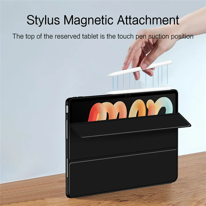 Funda para Lenovo Xiaoxin Pad Pro 13, carcasa de cuero PU y TPU trasera con soporte triflexible - Negro