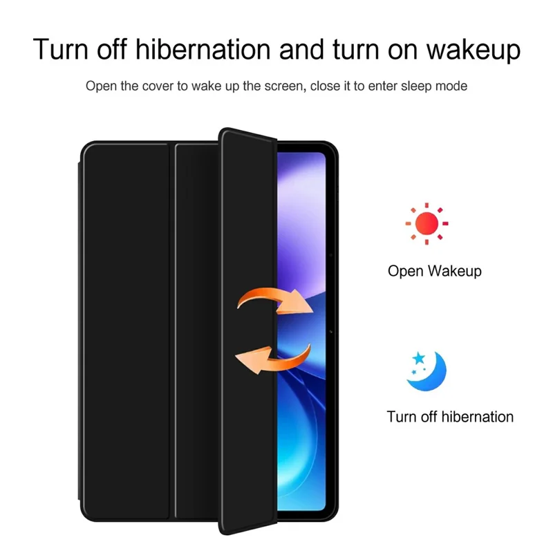 For vivo Pad6 Pro Case PU Leather TPU Back Trifold Stand Tablet Cover - Black