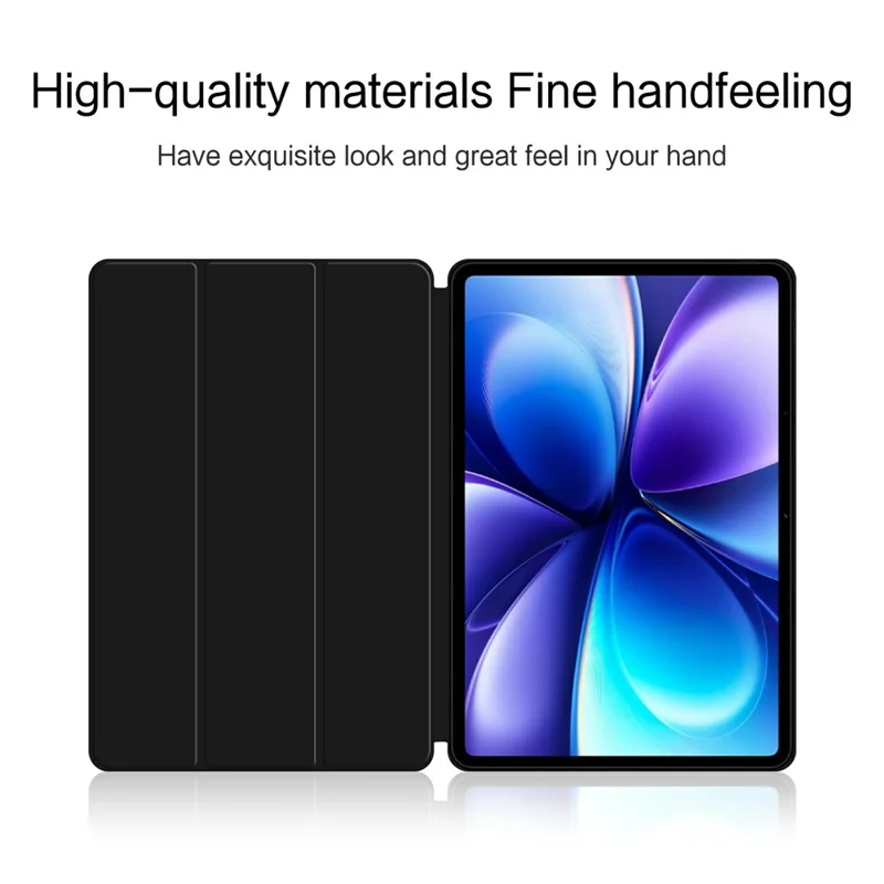 For vivo Pad6 Pro Case PU Leather TPU Back Trifold Stand Tablet Cover - Black