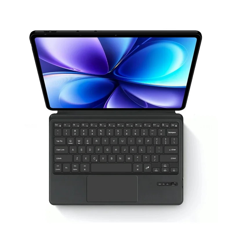 For vivo Pad6 Pro Leather Case + Touchpad Bluetooth-Compatible Keyboard (without Backlit) - Black