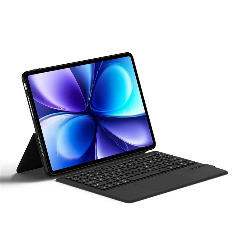 For vivo Pad6 Pro Leather Case + Touchpad Bluetooth-Compatible Keyboard (without Backlit) - Black