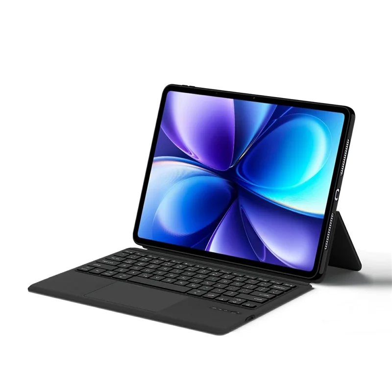 For vivo Pad6 Pro Leather Case + Touchpad Bluetooth-Compatible Keyboard (without Backlit) - Black