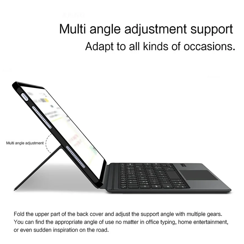 For vivo Pad6 Pro Leather Case + Touchpad Bluetooth-Compatible Keyboard (without Backlit) - Black