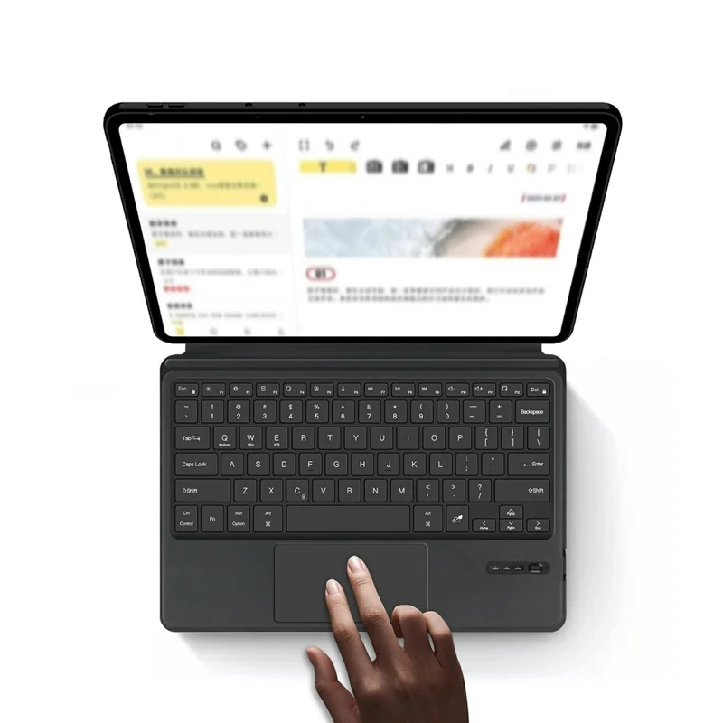 For vivo Pad6 Pro Leather Case + Touchpad Bluetooth-Compatible Keyboard (without Backlit) - Black