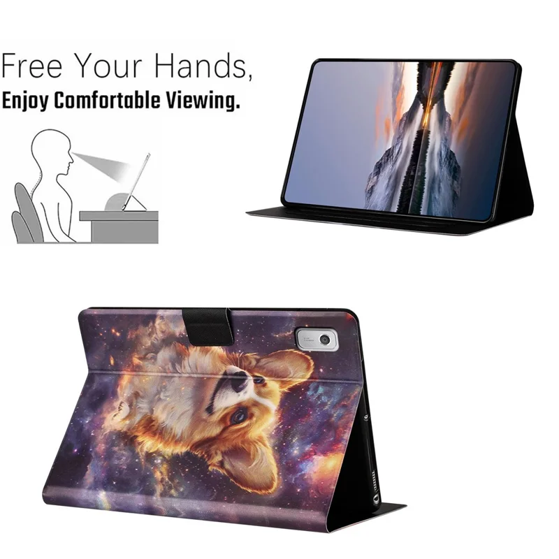 Fodral för Lenovo Tab M9 surfplatta Litchi-tryck TPU + PU läder skyddsfodral - Corgi