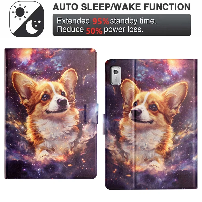 Fodral för Lenovo Tab M9 surfplatta Litchi-tryck TPU + PU läder skyddsfodral - Corgi