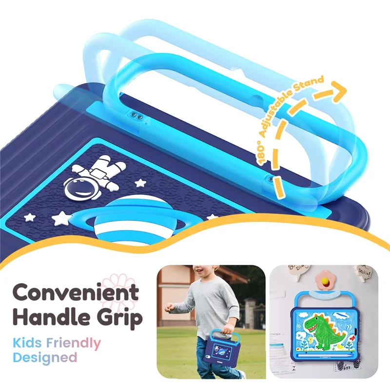 Coque de Tablette pour Enfants pour iPad mini (2024) / (2021) avec Revêtement en Silicone et PC, Support Réglable et Sangle d'Épaule - Bleu Marine