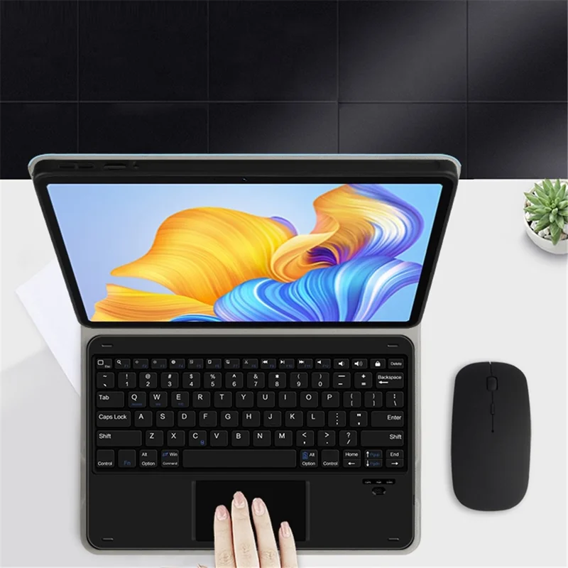 For Honor Pad 8 Leather Stand Tablet Case with Detachable Magnetic Wireless Keyboard (Without Touchpad) - Blue