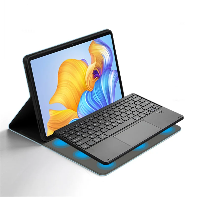 For Honor Pad 8 Leather Stand Tablet Case with Detachable Magnetic Wireless Keyboard (Without Touchpad) - Blue