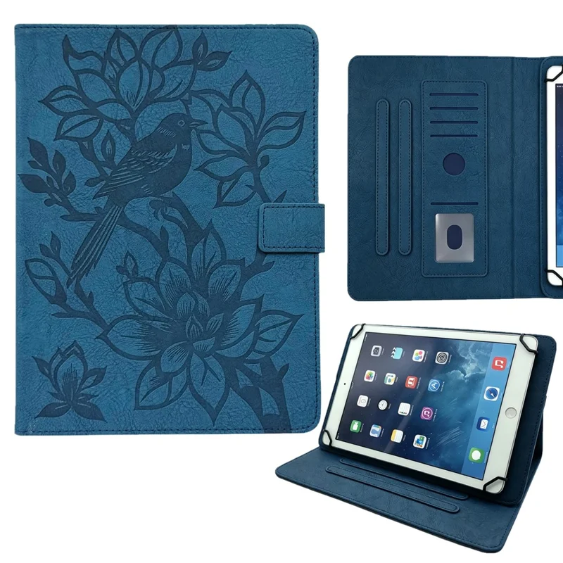 Tablet Case for iPad Mini  /  2  /  3  /  4  /  (2024)  /  (2021)  /  (2019) 7.9 inch  /  Wi-Fi  /  iPod mini (1st Generation Embossed Magpie Pattern TPU PU Protective Cover with Card Slots - Blue