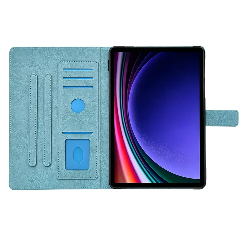 Tablet Case for Amazon Fire HD 8 (2018)  /  (2017)  /  (2016)  /  (2015)  Embossed Magpie Pattern TPU PU Protective Cover with Card Slots - Misty Blue