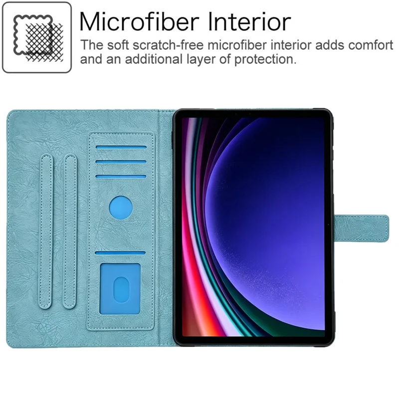 Tablet Case for Amazon Fire HD 8 (2018)  /  (2017)  /  (2016)  /  (2015)  Embossed Magpie Pattern TPU PU Protective Cover with Card Slots - Misty Blue