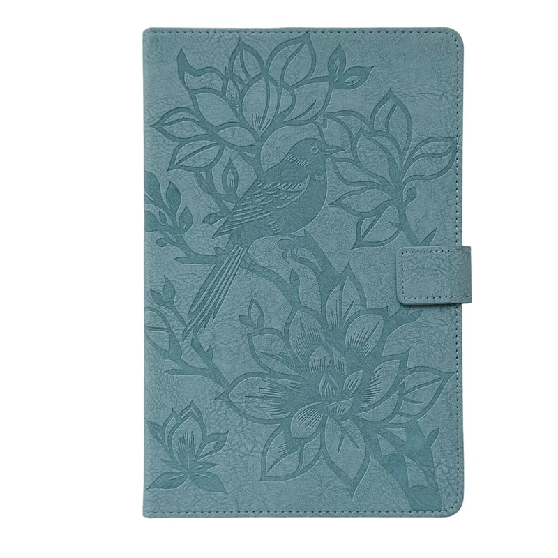 Tablet Case for Amazon Fire HD 8 (2018)  /  (2017)  /  (2016)  /  (2015)  Embossed Magpie Pattern TPU PU Protective Cover with Card Slots - Misty Blue