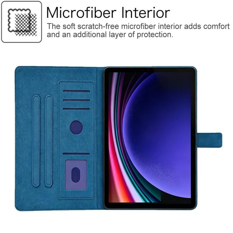 Tablet Case for Amazon Fire HD 8 (2024)  /  (2022)  /  (2020)  /  8 Plus (2022)  /  (2020)  Embossed Magpie Pattern TPU PU Protective Cover with Card Slots - Blue