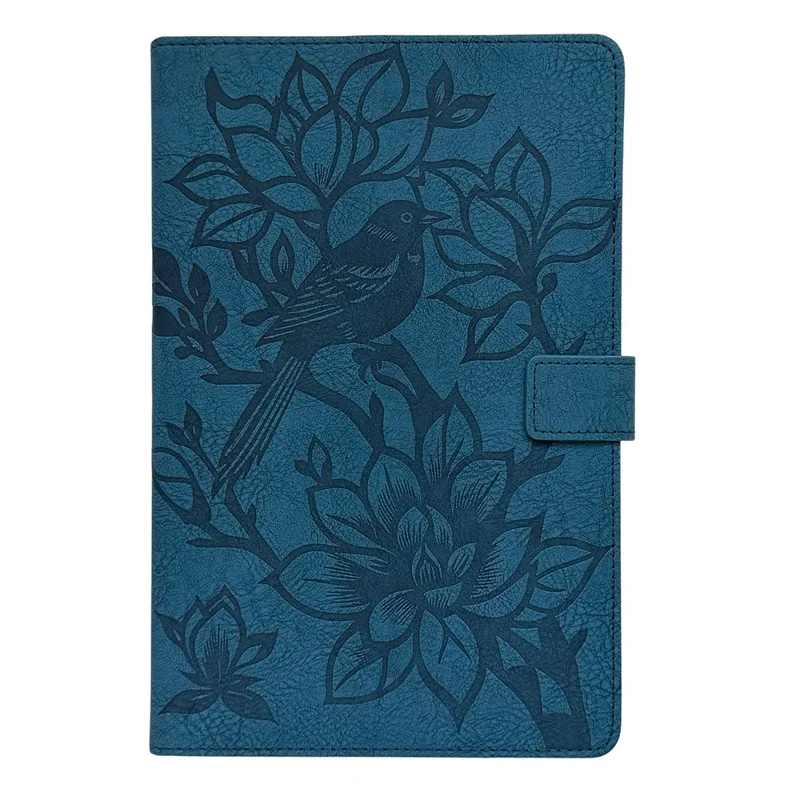 Tablet Case for Amazon Fire HD 8 (2024)  /  (2022)  /  (2020)  /  8 Plus (2022)  /  (2020)  Embossed Magpie Pattern TPU PU Protective Cover with Card Slots - Blue