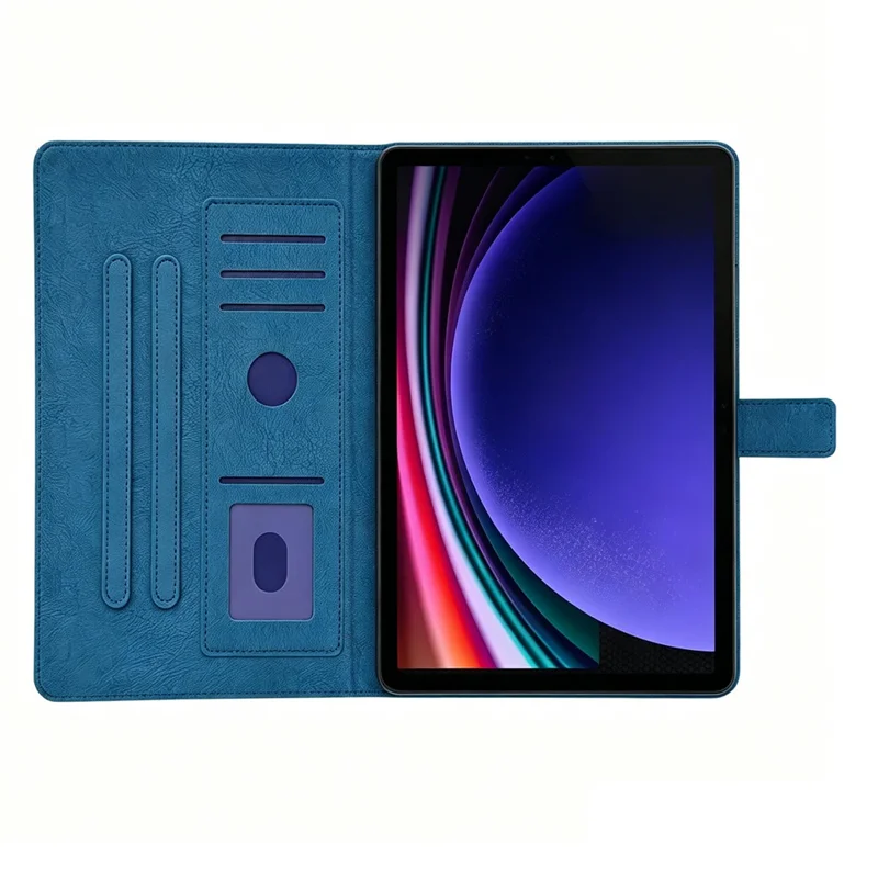 For Samsung Galaxy Tab S11 Tablet Case Embossed Magpie Pattern TPU PU Protective Cover with Card Slots - Blue