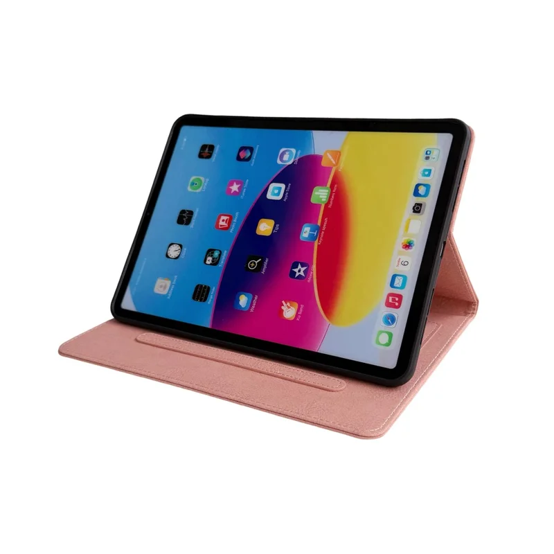 Tablet Case for iPad (2025)  /  10.9 (2022) Embossed Magpie Pattern TPU PU Protective Cover with Card Slots - Pink