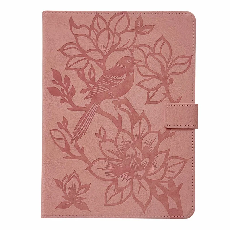 Tablet Case for iPad mini (2024)  /  (2021) Embossed Magpie Pattern TPU PU Protective Cover with Card Slots - Pink