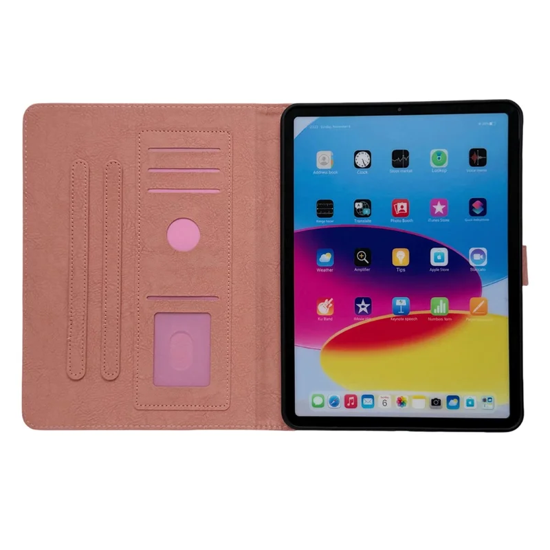 Tablet Case for iPad mini (2024)  /  (2021) Embossed Magpie Pattern TPU PU Protective Cover with Card Slots - Pink